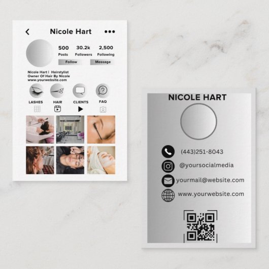 Instagram Visitekaartjes, DIY Canva Visitekaartje (Voorkant / Achterkant)