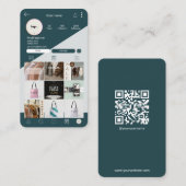 Instagram Visitekaartjes QR Code Donkergroene Kaar (Voorkant / Achterkant)