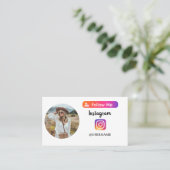 Instagram Volg me Foto Roze Holografisch Ontwerp Contactkaartje (Staand voorkant)