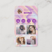 Instagram Volg me Fotoraster Holografisch Ontwerp Visitekaartje (Voorkant)