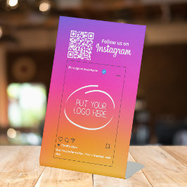 Instagram Volg ons QR-code Helder Kleurrijk Reclamebord Met Voetstuk