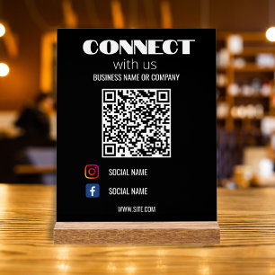 Instagram Volg ons QR-code Zwart Modern Acryl Bord