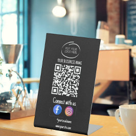 Instagram Volg ons QR-code Zwart Modern Reclamebord Met Voetstuk