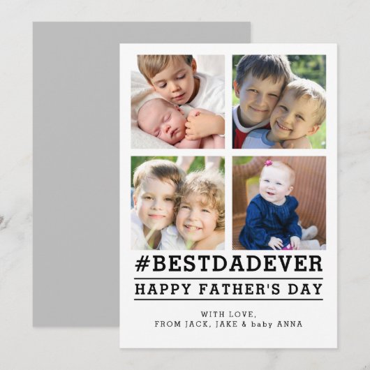 Instagrammed 4 Foto Vaderdag Kaart (Voorkant / Achterkant)