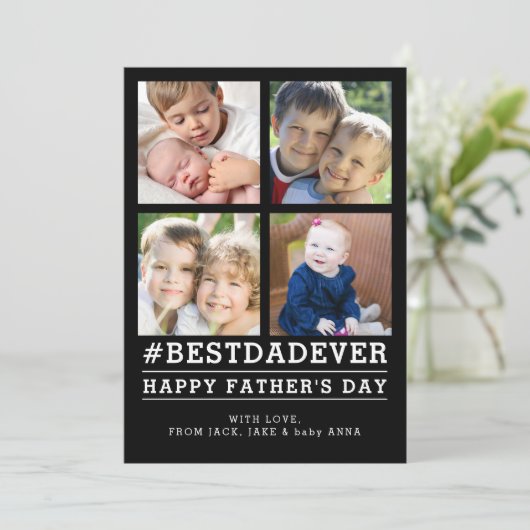 Instagrammed 4 Foto Vaderdag Kaart (Staand voorkant)