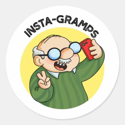 Instagramps Funny Social Media Grandpa Pun Ronde Sticker (Voorkant)