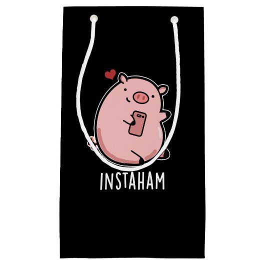 Instaham Funny Social Media Pig. Dark BG Klein Cadeauzakje (Voorkant)