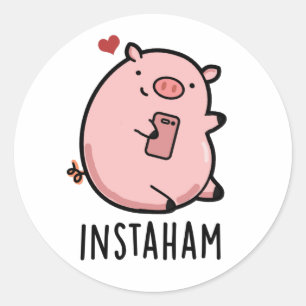 Instaham Grappige Sociale Media Varken Pun Ronde Sticker