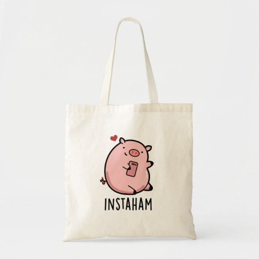 Instaham Grappige Sociale Media Varken Pun Tote Bag (Voorkant)