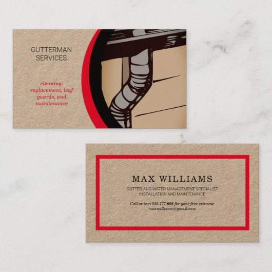 Installatie en onderhoud van Gutter Services Visitekaartje (Voorkant / Achterkant)