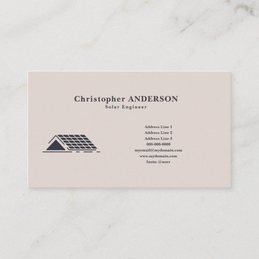 Installatie en onderhoud van zonnepanelen visitekaartje (Achterkant)