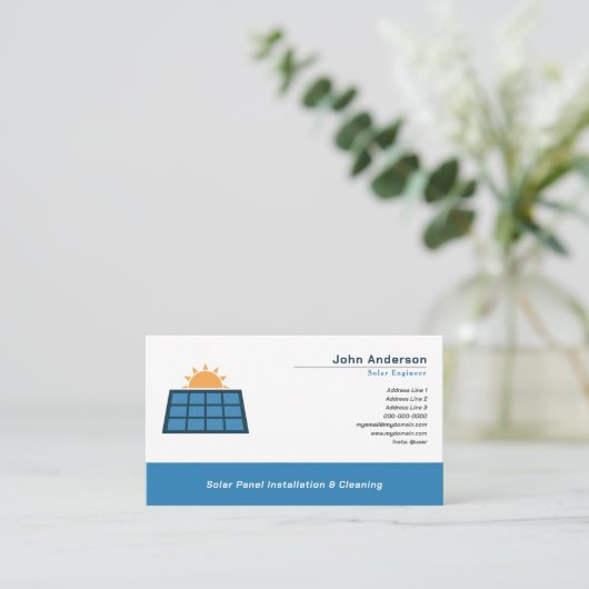 Installatie en reiniging van zonnepanelen visitekaartje (Staand voorkant)