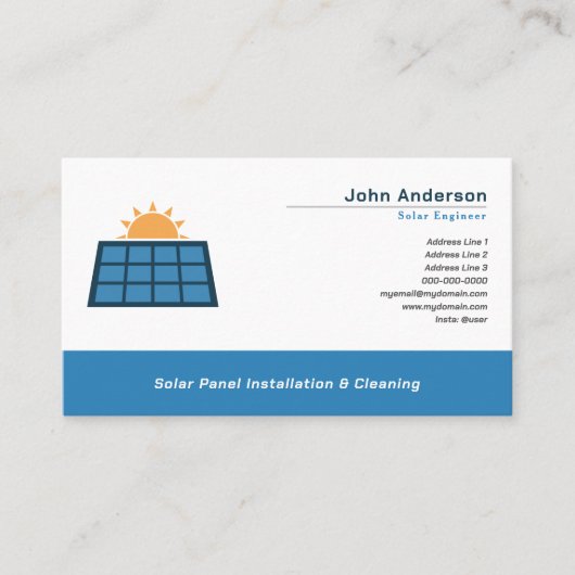 Installatie en reiniging van zonnepanelen visitekaartje (Voorkant)