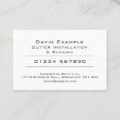 Installatie en reparatie van de goot met foto van  visitekaartje (Achterkant)