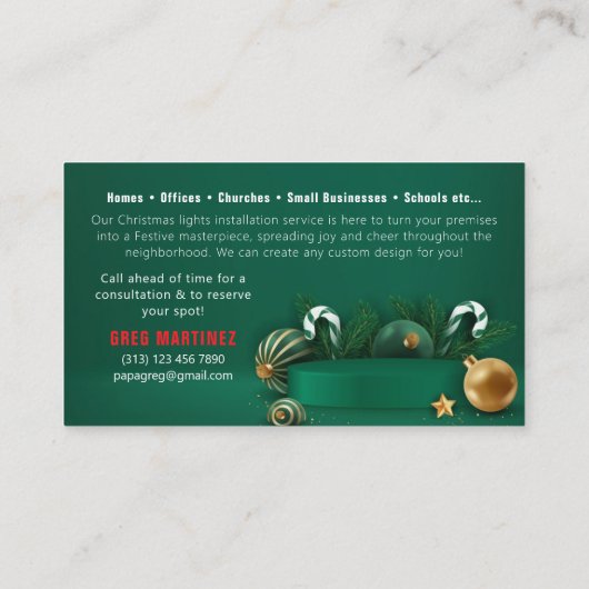 Installatie en verwijdering van kerstverlichting visitekaartje (Achterkant)