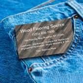 Installatie van houten vloerreiniging visitekaartje