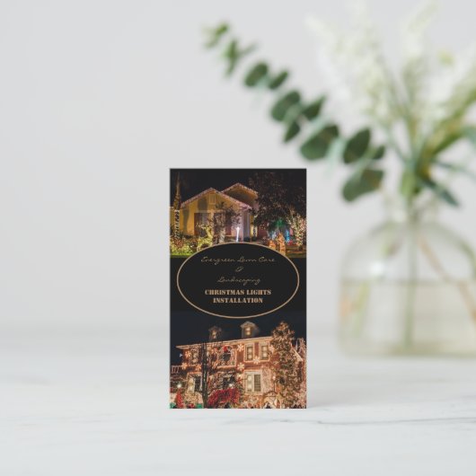 Installatie van kerstlampjes 2 Foto-visitekaartje Visitekaartje (Staand voorkant)