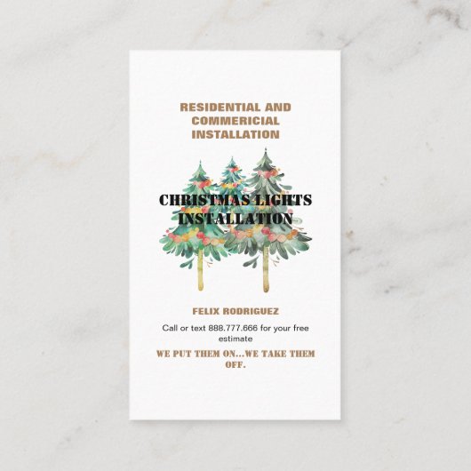 Installatie van kerstlampjes 2 Foto-visitekaartje Visitekaartje (Achterkant)
