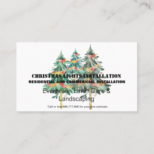 Installatie van kerstverlichting foto visitekaartje (Achterkant)