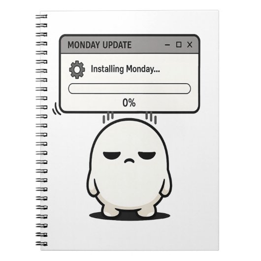 Installeren maandag 0% update - Grappig Schattig Notitieboek (Voorkant)