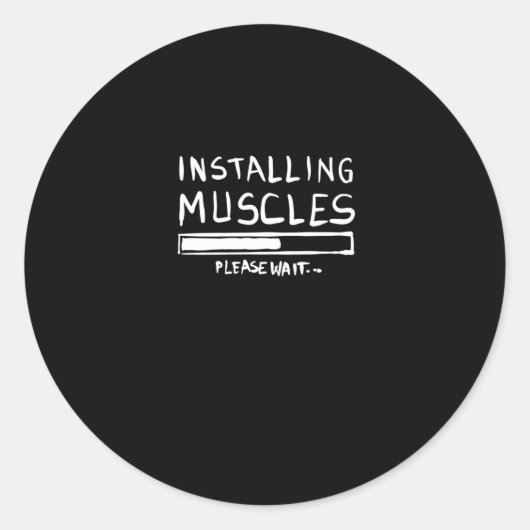 Installing Muscles Ronde Sticker (Voorkant)