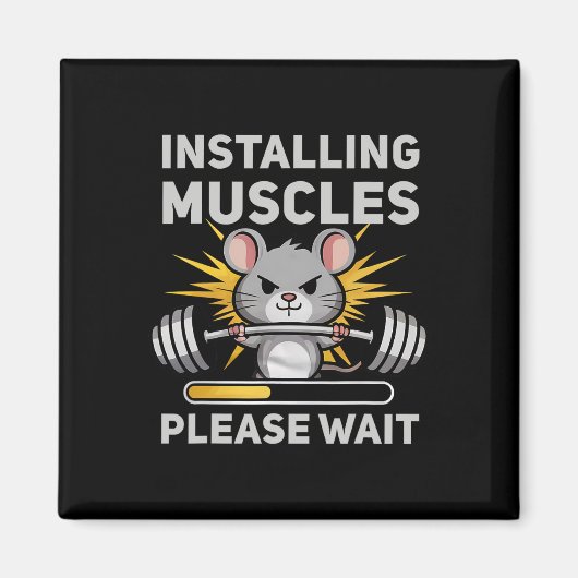 Installing Muscles Wacht Schattigee Rat Gym Bodybu Magneet (Voorkant)