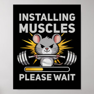 Installing Muscles Wacht Schattigee Rat Gym Bodybu Poster