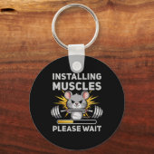 Installing Muscles Wacht Schattigee Rat Gym Bodybu Sleutelhanger (Voorkant)