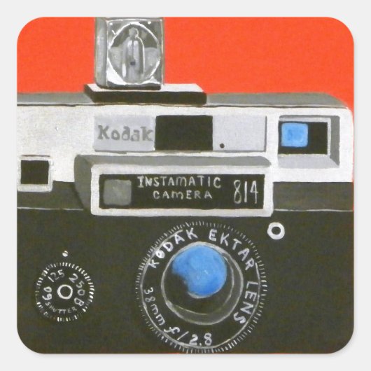 Instamatic Camera met Flashcubes Vierkante Sticker (Voorkant)