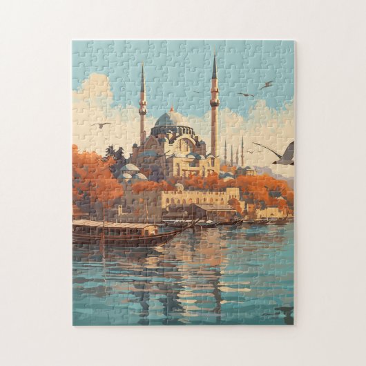 Instanbul Bosphorus Kustreis Kunst Vintage Jigsa Legpuzzel (Verticaal)