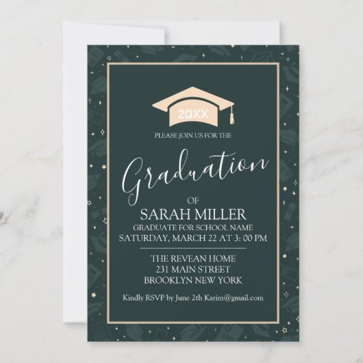 Instant bewerkbare afstudeerfeest uitnodiging, ple kaart (Voorkant)