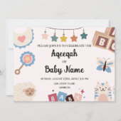 Instant Bewerkbare Aqeeqah Aqiqah Uitnodigingskaar Kaart (Voorkant)