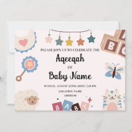 Instant Bewerkbare Aqeeqah Aqiqah Uitnodigingskaar Kaart