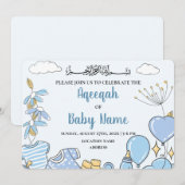 Instant bewerkbare Baby Boy Aqeeqah Uitnodiging Ka (Voorkant / Achterkant)