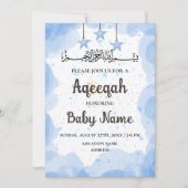 Instant Blue Aqeeqah Aqiqah Invitation Kaart (Voorkant)