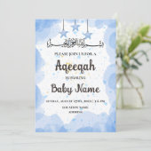 Instant Blue Aqeeqah Aqiqah Invitation Kaart (Staand voorkant)