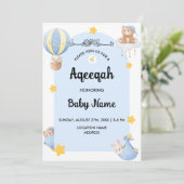 Instant Blue Aqeeqah Aqiqah Uitnodigingskaart Kaart (Staand voorkant)