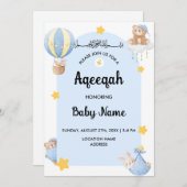 Instant Blue Aqeeqah Aqiqah Uitnodigingskaart Kaart (Voorkant / Achterkant)