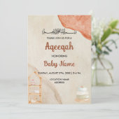 Instant Boho Cream Aqeeqah Aqiqah Uitnodigingskaar Kaart (Staand voorkant)