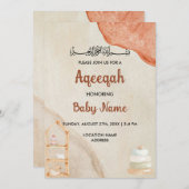 Instant Boho Cream Aqeeqah Aqiqah Uitnodigingskaar Kaart (Voorkant / Achterkant)