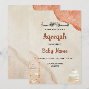 Instant Boho Cream Aqeeqah Aqiqah Uitnodigingskaar Kaart