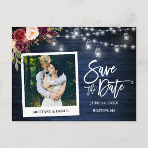 Instant Camera Blauw Hout Bloemenpotten Save The D Briefkaart