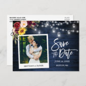 Instant Camera Bloemenpotten Blauw Hout De datum o Briefkaart (Voorkant / Achterkant)