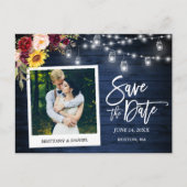 Instant Camera Bloemenpotten Blauw Hout De datum o Briefkaart (Voorkant)