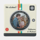 Instant Camera Couple Photo First Kerstmis Keramisch Ornament (Voorkant)