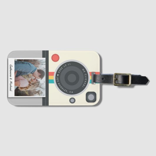 Instant Camera Couple Photo Unique Jubileum Bagagelabel (Voorkant (horizontaal))