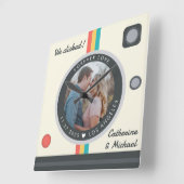 Instant Camera Couple Photo Unique Jubileum Vierkante Klok (Hoek)