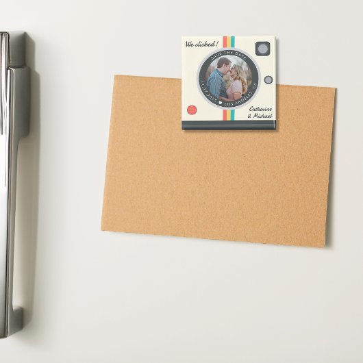 Instant Camera Couple Photo Unique Save the Date Magneet