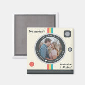 Instant Camera Couple Photo Unique Save the Date Magneet (Voorkant / Achterkant)