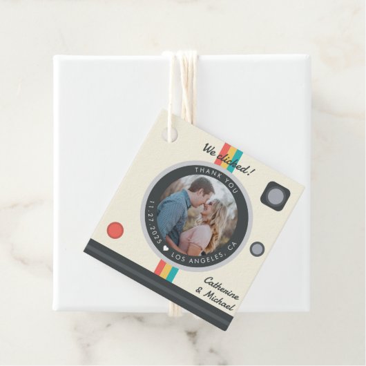 Instant Camera Couple Photo Unique Wedding Bedankjes Labels (In situ)
